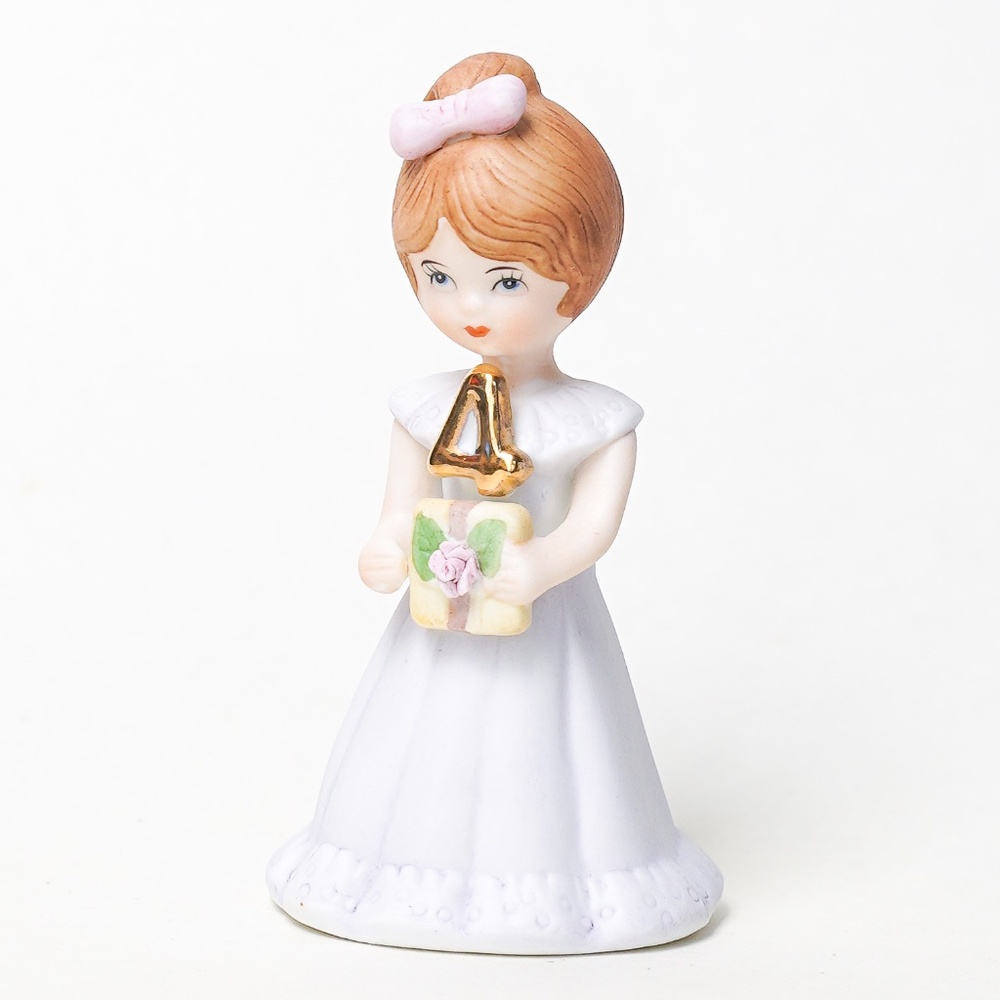 Growing Up Birthday Girl in Purple Lilac Dress Figurine Age 4 Brunette